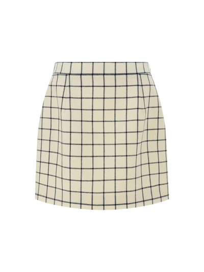 Marni Grid-pattern Fitted Skirt In White