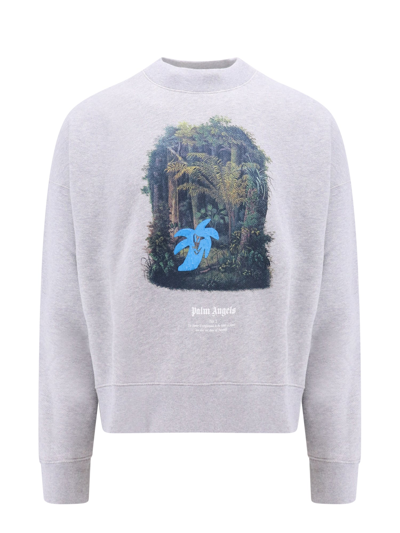 PALM ANGELS ORGANIC COTTON SWEATSHIRT WITH HUNTING IN THE FOREST PRINT