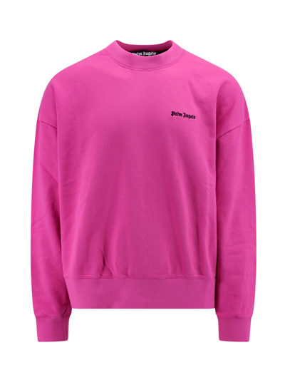 Palm Angels Logo-embroidered Cotton Sweatshirt In Pink