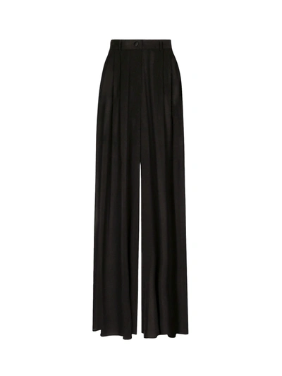 Dolce & Gabbana Loose Black Pants With Detachable Culottes In Stretch Silk Chiffon Woman