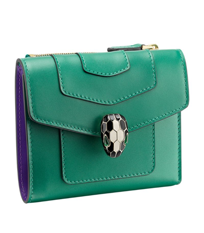 Bvlgari Leather Serpenti Forever Wallet In Green