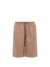 Maison Kitsuné Maison Kitsune Camel Cotton Blend Bermuda Shorts In Brown