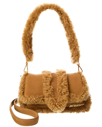 Jacquemus Le Petit Bambimou Doux Shearling & Leather Shoulder Bag In Brown
