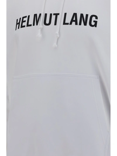 Helmut Lang Cotton Logo Print Hoodie In Bianco