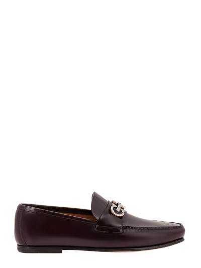 Ferragamo Gancini Leather Loafers In Black