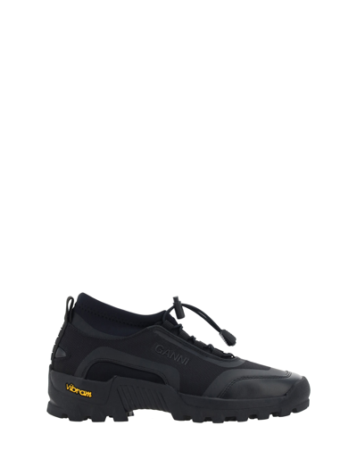 Ganni Low-top Drawstring Sneakers In Black