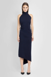 Fendi Funnel-neck Sleeveless Ribbed-knit Dress In Blue