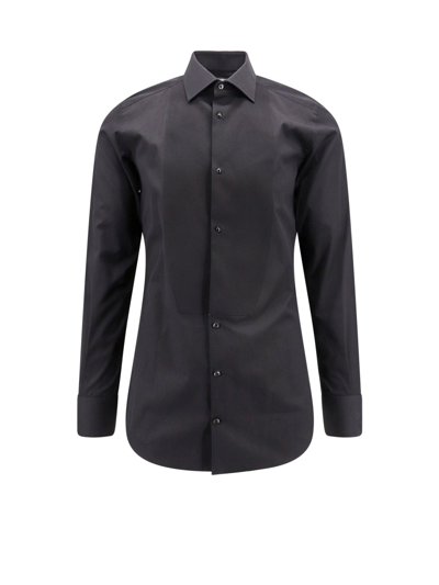 DOLCE & GABBANA COTTON SHIRT WITH FRONTAL PLASTRON