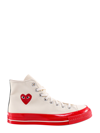COMME DES GARÇON PLAY CHUCK 70 CDG HI CANVAS SNEAKERS WITH ICONIC HEART PRINT
