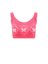 Alessandra Rich Wool Blend Top With Butterfly Embroideries