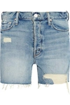 MOTHER THE PROPER DISTRESSED HIGH-RISE DENIM SHORTS
