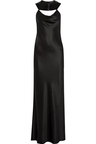 Cushnie Et Ochs Lily Bead-embellished Silk-charmeuse Gown In Black