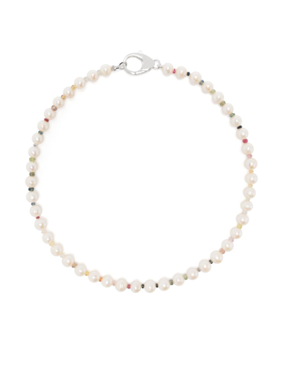 Hatton Labs Sterling Silver Pearl And Bead Necklace In White