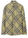 Burberry Check Wool Blend Overshirt In Green