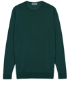 John Smedley V-neck Merino Wool Sweater In Green