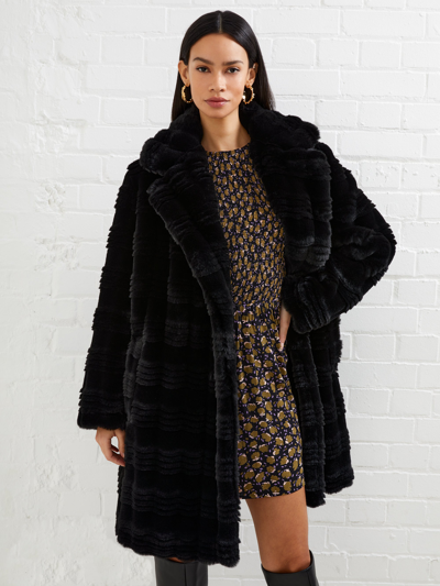 French Connection Daryn Faux Fur Coat Blackout 70vai