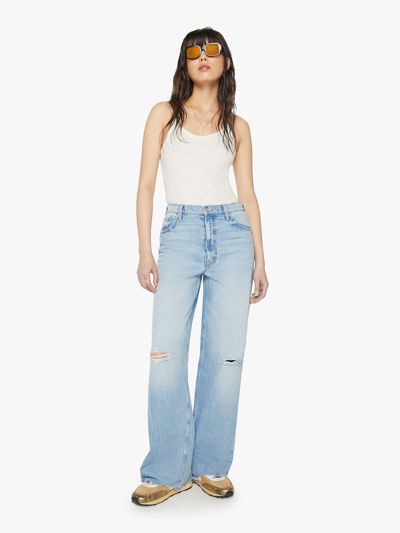 Mother High Waisted Spinner Zip Heel Chew Rollin' Around Jeans In Blue