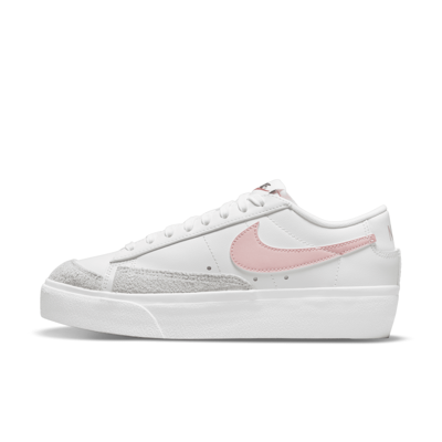 Nike Blazer Low Platform Sneakers In White And Pink In Weiss