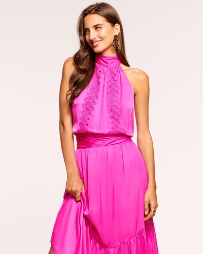 Ramy Brook Amira Embellished Midi Dress In Electric Pink
