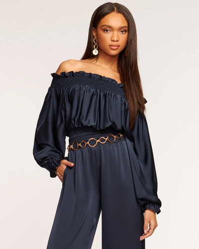 Ramy Brook Teagan Off-the-shoulder Jumpsuit In Navy