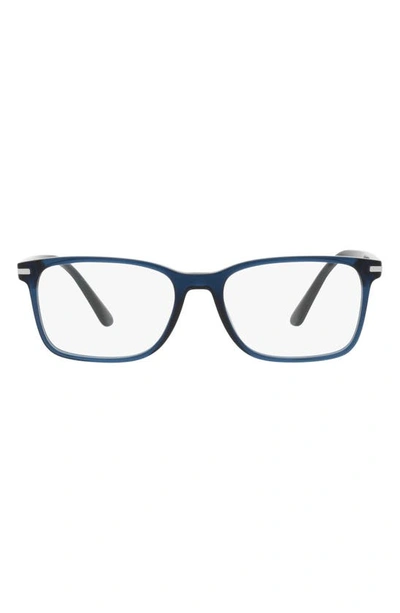 Prada 54mm Rectangular Optical Glasses In Blue Crystal