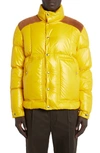 Moncler Ain Panelled Puffer Jacket In Yellow