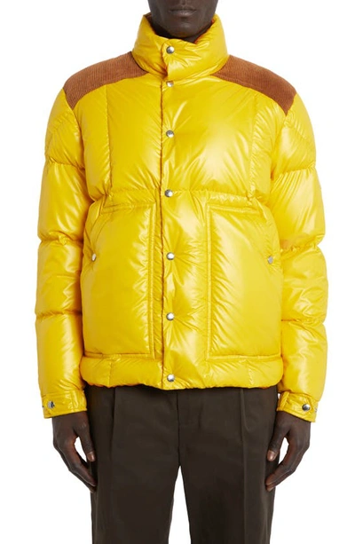 Moncler Ain Panelled Puffer Jacket In Yellow