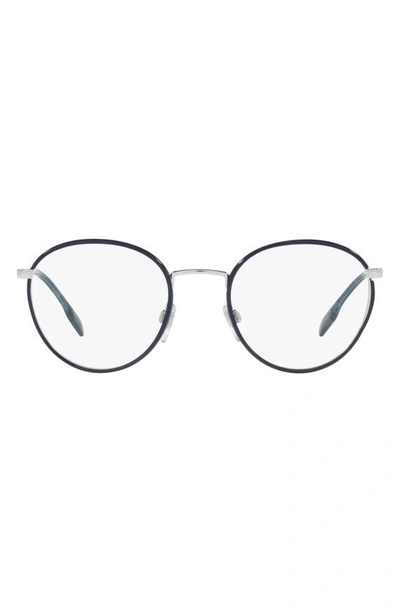 Burberry Hugo 51mm Round Optical Glasses In Gunmetal