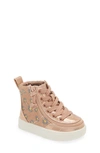 Billy Footwear Kids' Classic Lace High Top Sneaker In Rose Gold Daisy