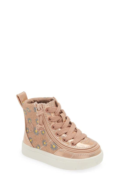 Billy Footwear Kids' Classic Lace High Top Sneaker In Rose Gold Daisy