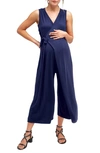 Nom Maternity Francesca Wrap-front Jumpsuit In Dark Navy