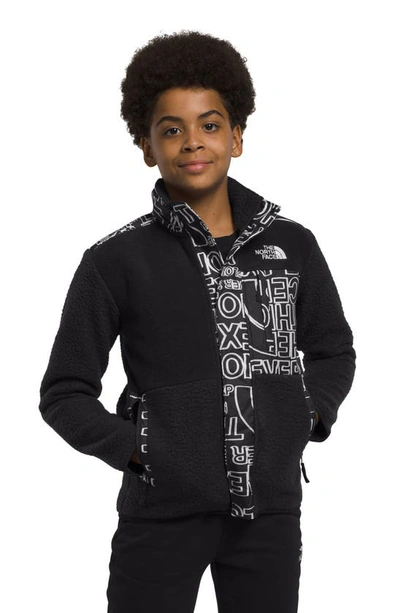 The North Face Kids' Big Boys Forrest Fleece Hybrid Jacket In Tnf Black,tnf Marker Logo Print