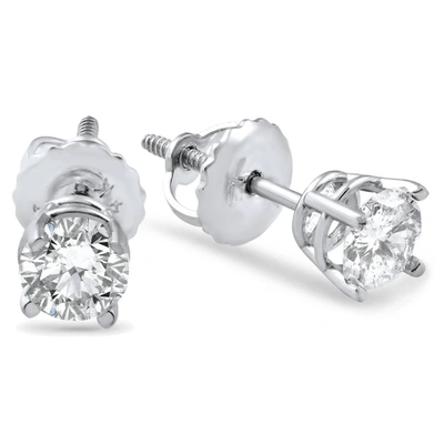 Pompeii3 1/2ct Diamond Stud Earrings Solid 14k Yellow Or White Gold Screw Back In Silver