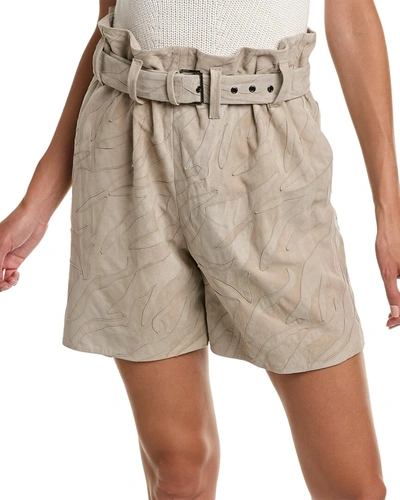 Brunello Cucinelli Suede Bermuda Short In Beige