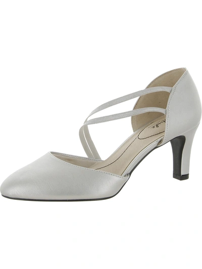 Lifestride Grace Womens Faux Suede Strappy D'orsay Heels In Silver