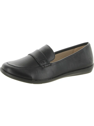 Lifestride Womens Faux Leather Slip On Loafers In Black