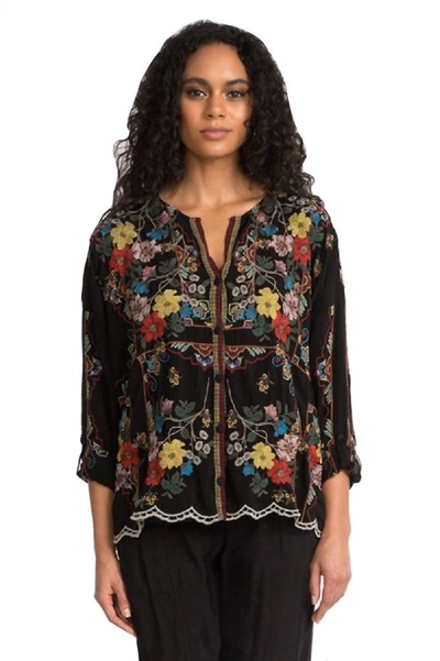 Johnny Was Cabo Button Down Blouse In Black In Multi