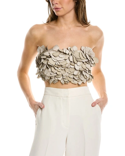 Brunello Cucinelli Bandeau Leather Top In Grey