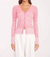 STAUD CARGO SWEATER IN CORAL PINK/WHITE