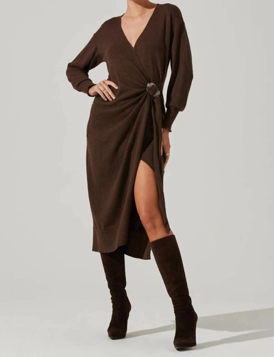 Astr Mazzy Midi Dress In Brown