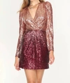 ADELYN RAE CASEY SEQUINS OMBRE MINI DRESS IN BLOODSTONE