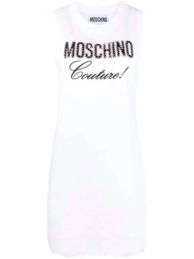 Moschino Scalloped Sleeveless Dress In White