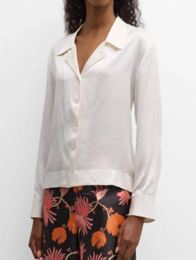 Frances Valentine Katherine Button-down Silk Shirt In White In Ivory