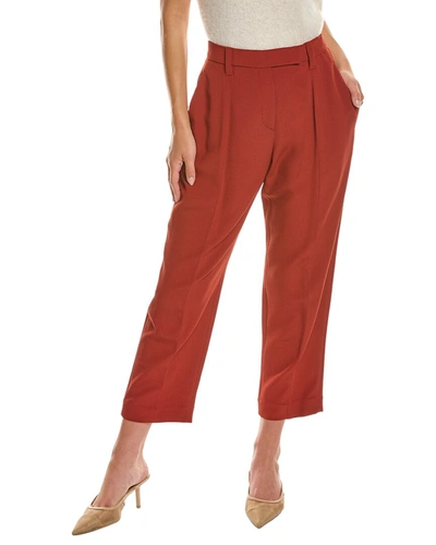 Brunello Cucinelli Pleated Silk-blend Pant In Red