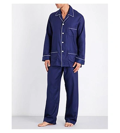 Derek Rose Derek Rose Mens Navy Cotton Pyjama Set In Blue