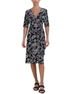 SIGNATURE BY ROBBIE BEE PETITES WOMENS O-RING MIDI WRAP DRESS