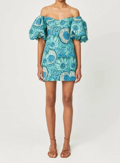 Rhode Dali Puff-sleeve Printed Linen Mini Dress In Multi