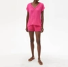 Michael Stars Peggy Cotton Gauze Pull On Lined Shorts In Azalea Hot Pink In Multi
