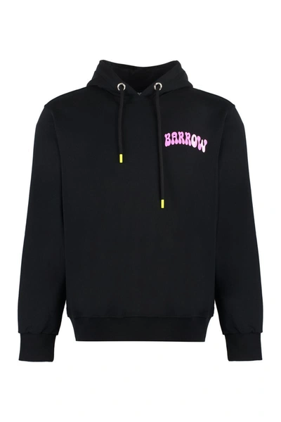 Barrow Logo Cotton Hoodie In Black