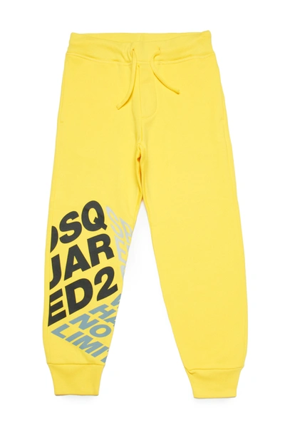 Dsquared2 Kids' Logo-print Cotton Track Pants In Yellow